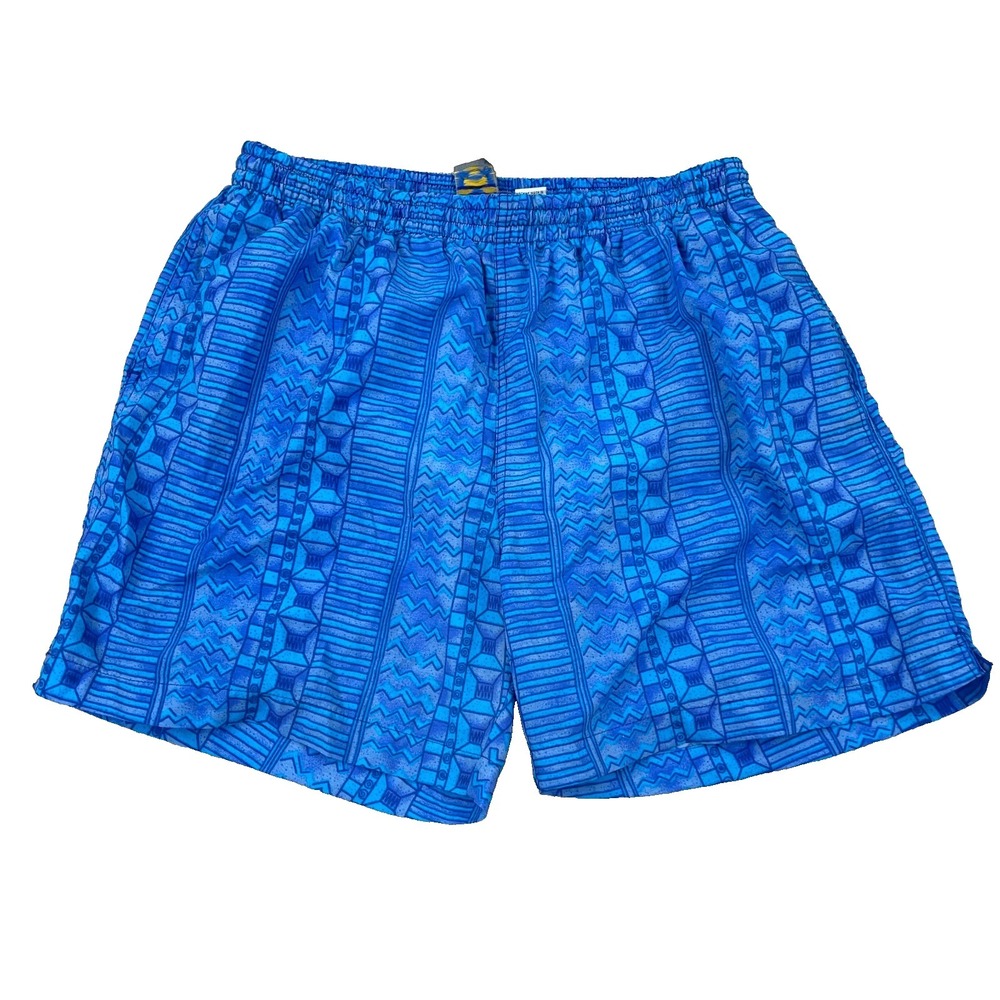 Vintage G2000 Swim Trunks Men Large Blue Geometric 90s Y2K Bored Shorts Adult